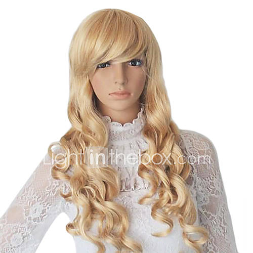 22 Inch Blonde Color Beautiful Wave Synthetic Fashion Lady Wig with Adjustable Size Cap