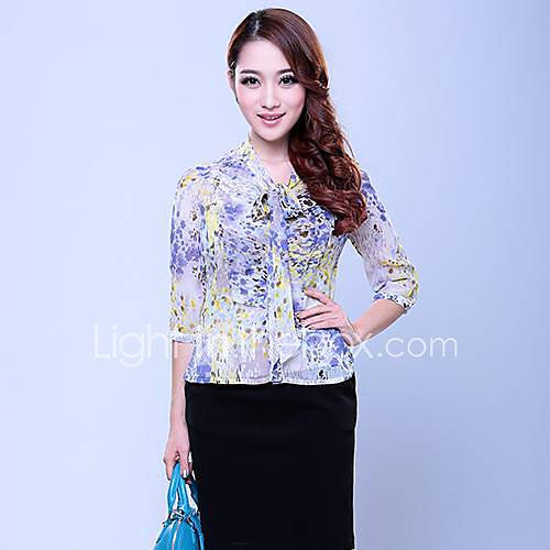 Cerel Shawl Collar Fashion Print Long Sleeve Shirt