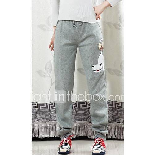 Womens Casual Fashioable Cute with Cat Leisure Sweat Pants