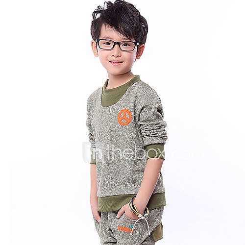 Boys Spring Round Collar Wheel Casual Long Sleeve Clothing Sets