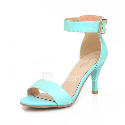 Leather Womens Stiletto Heel Open Toe Sandals with Buckle Shoes(More Colors)