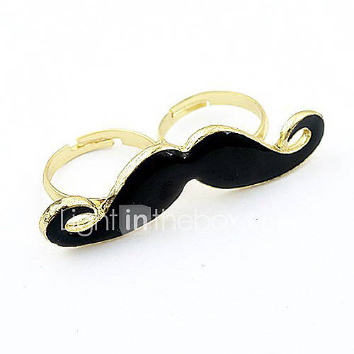 Ravier Womens Vintage Black Moustache Pattern Ring