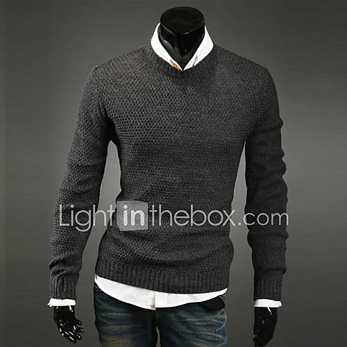 Cocollei mens casual knit cozy sweater (Dark Gray)