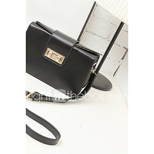 NPSJ Womens Elegant Black Metal Buckle Leather Portable Message Bag 04 12