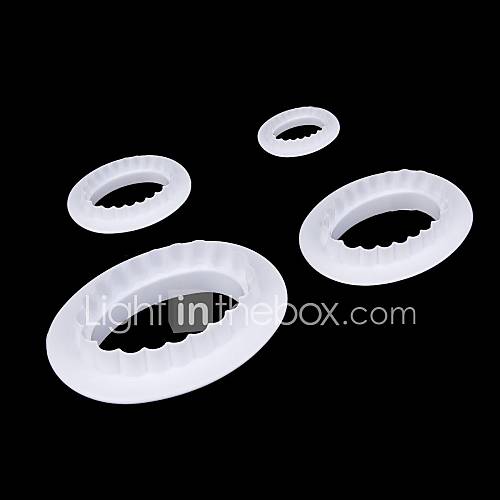 DIY White Plastic Fondant Cake Mold Garrett Frill Cutters (4 PCS)