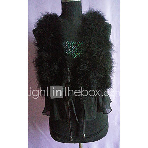 Sleeveless Collarless Tacchino Fur And Ostrich Fur Party/Casual Vest(More Colors)