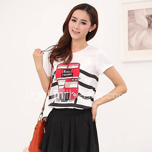 Bus Pattern Cotton Loose Short Sleeve T shirt