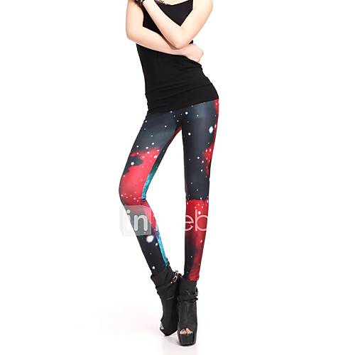 Elonbo Black and Blue Sky Style Digital Painting Tight Women Leggings