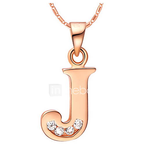 Fashion J Logo Alloy Womens Necklace With Rhinestone(1 Pc)(Gold,Silvery)