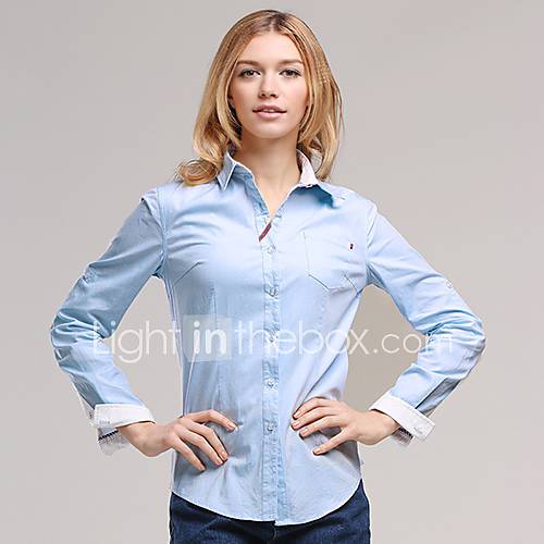 Veri Gude Womens Bodycon All Match Work Long Sleeve 100% Cotton Shirt