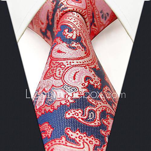 Mens Casual Pink Silk Floral Print Necktie