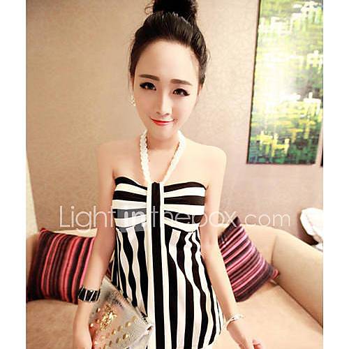 Womens Sexy Pearl Halter Bandeau Chiffon Shirts