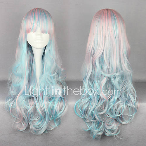 Harajuku Style Cosplay Synthetic Wig Lolita Long Wavy Wig Mixed Color