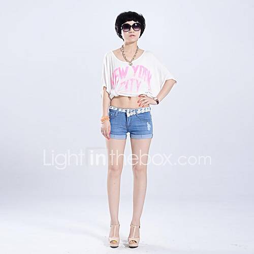 New Arrival DIY Slim Lacework Shorts Jeans Women