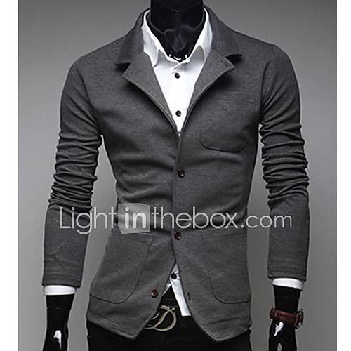 Mens Single Breasted Knitwear Slim Long Sleeve Suit