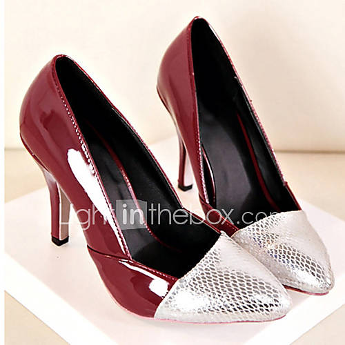 Sunday Womens Contrast Color Pu Leather Stiletto Heel Red Pumps