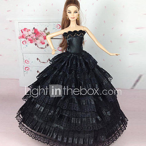Barbie Doll Black Noble Strapless Princess Wedding Dress