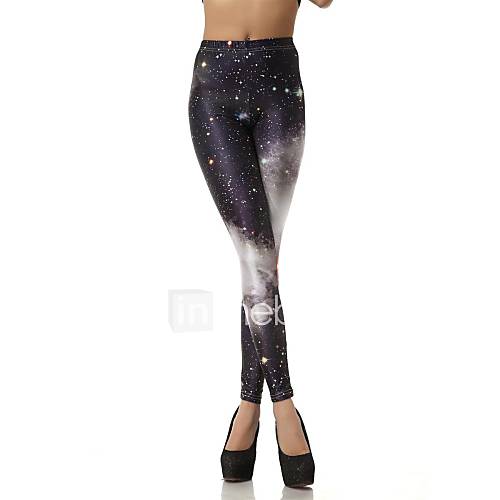 Elonbo The Milky Ways Black Gray Sky Style Digital Painting Tight Women Leggings