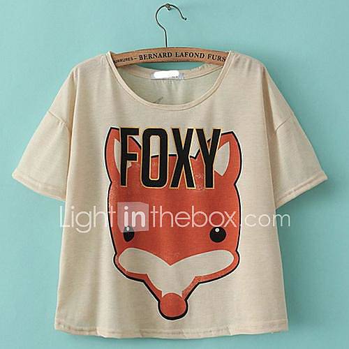 Womens Cute Fox Pattern Short T Shirt