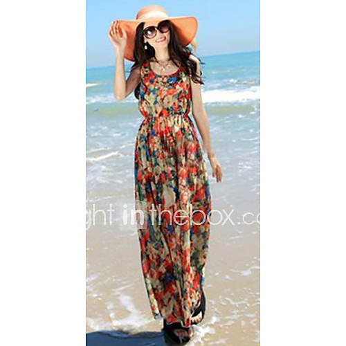 Womens New Design Bohemian Vacation Chiffon Maxi Dress (Random Pattern)