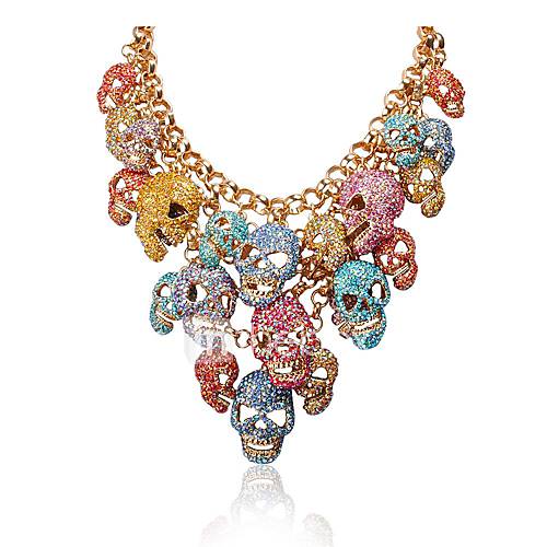 Colorful Luxurious Crystal Skull Party Necklace