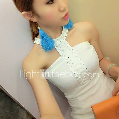 QianyuCasual Diamonade Sexy Backless Dress(White)