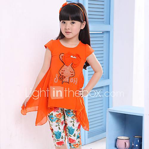 Girls Rabbit Bow Shirt And Floral Print Legging Clothing Sets