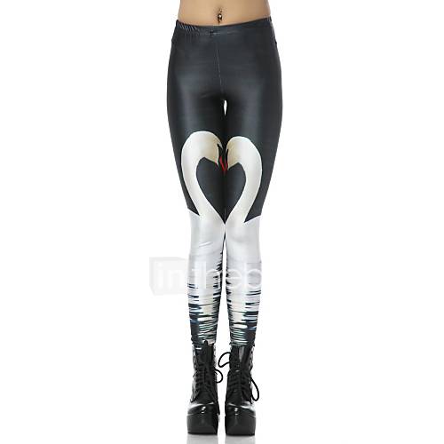 Elonbo Dependence Of The Swan Style Digital Painting Tight Women Leggings