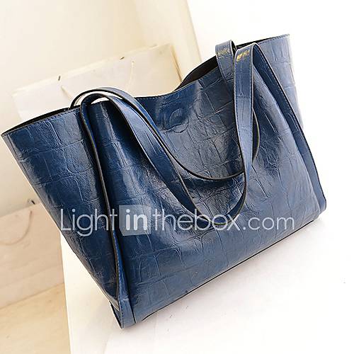 Daidai Womens Classic Solid Color Dark Blue Tote