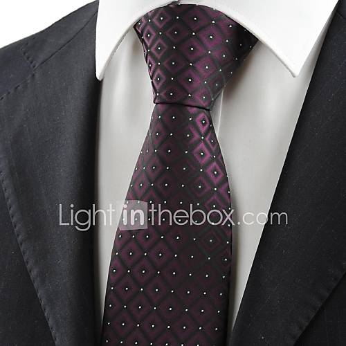 Tie New Purple Black Gradient Checked JACQUARD Mens Tie Necktie Wedding Gift