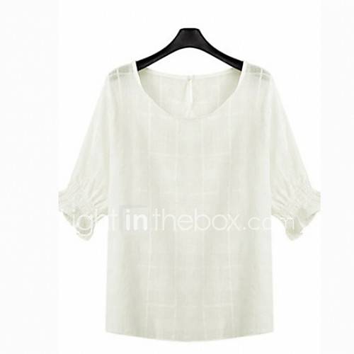 Womens Summer Cotton Linen Round Collar Loose Fit Suit (Shirt Skirt) (Random Pattern)