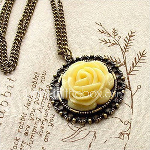 MISS U Womens Elegant Rose Pattern Long Necklace