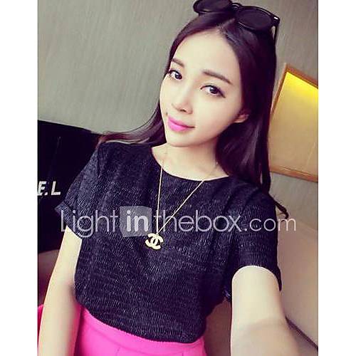 Womens Round Neck Summer Metallic Fashion T Shirt