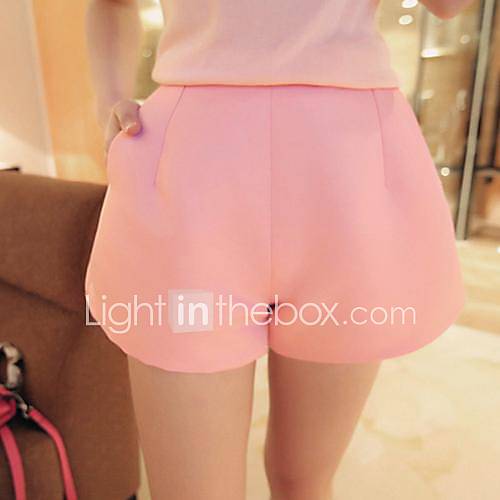 Womens Simple Temperament Solid Color High Waist Shorts