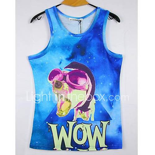 Mens 3D Series Dog Pattern Printing Tight Movement Vests