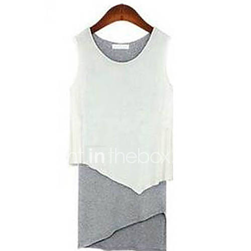 Successful Stitching Color Sleeveless Fake Two Pieces Dress