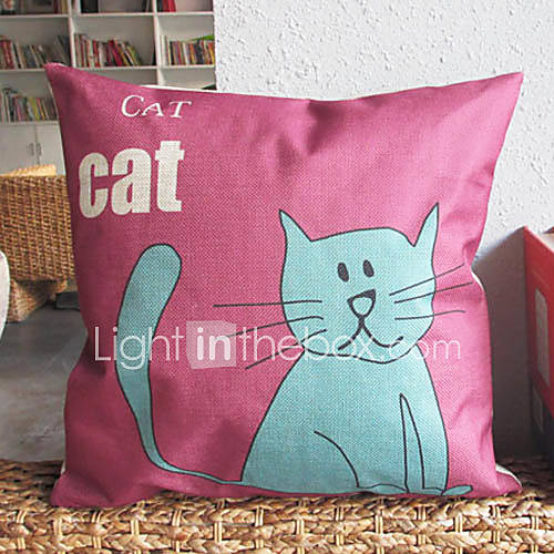 Cute Cartoon Little Cat Pattern Decorative Pillow Cover