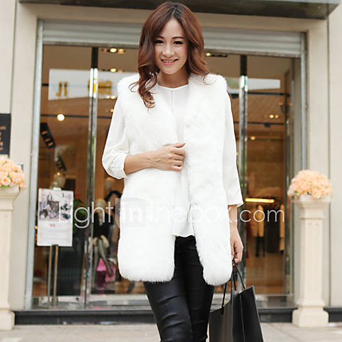 Sleeveless Collarless Faux Fur Party/Casual Vest