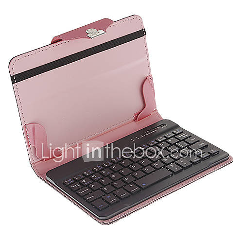 7 Inch Bluetooth PU Leather Full Body Case with Keyboard (Black and Pink)