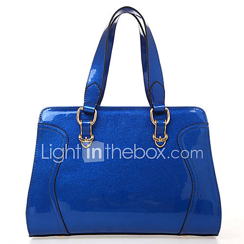Miyue Womens Candy Color PU Leather Tote(Blue)