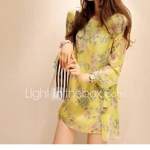 Successful Fashion Butterfly Printing 2Pcs Dress (Yellow)
