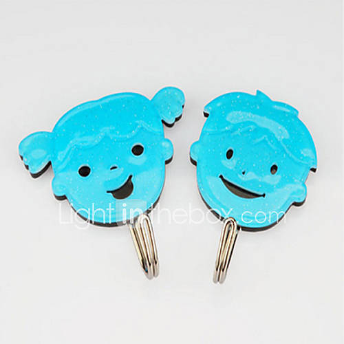 Cartoon Shaped Plastic Sticky Hook, Set of 2, L11.5cm x W18cm x H2.5cm