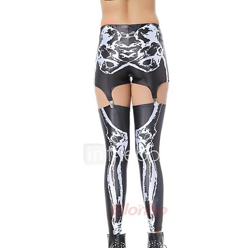 Elonbo Transparent Human Skeleton Style Digital Painting Tight Women Clip Leggings