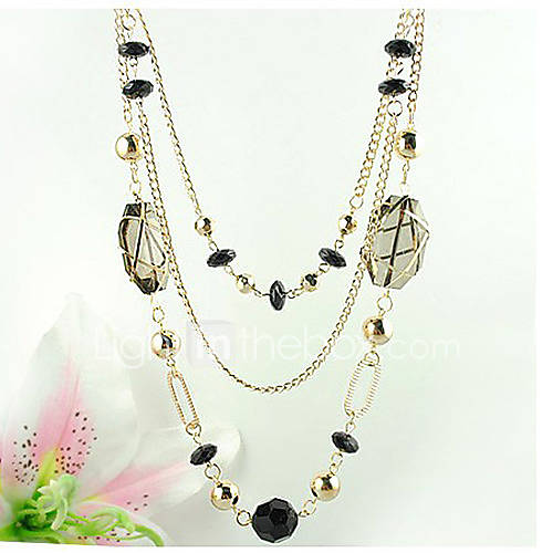 Yumfeel Womens Vintage Multilayer Chain Gem Necklace