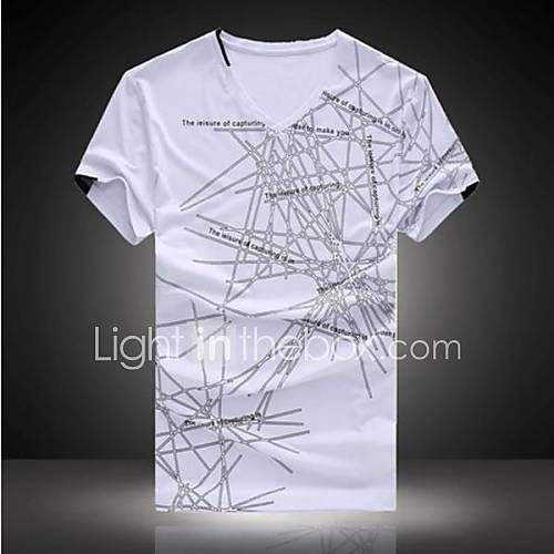 Mens V Neck Slim Casual Printing Short Sleeve T shirts