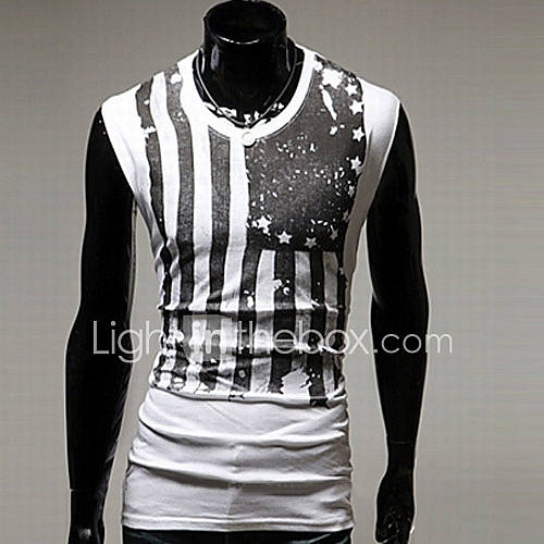 ZHELIN Mens Old Glory Print Casual Bodycon 100% Cotton T Shirt