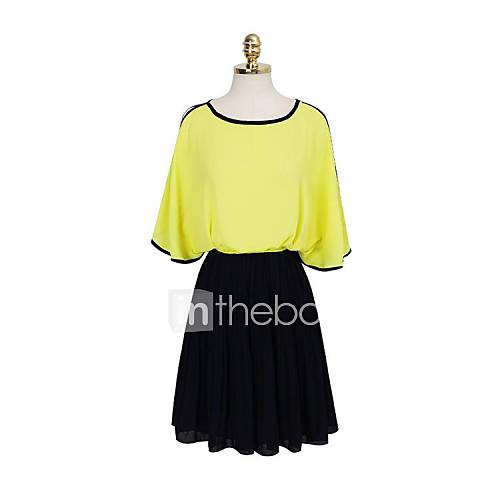 Womens Bat Sleeve Chiffon Dress