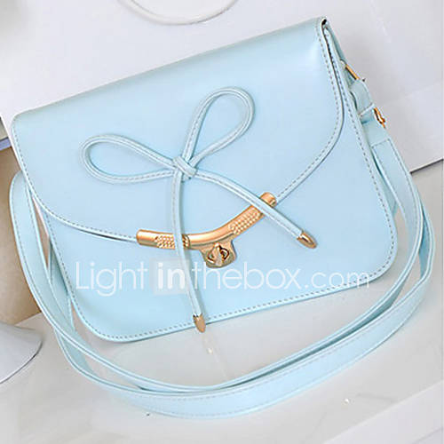 Daidai Womens Lovely Lace Up Solid Color Light Blue Shoulder Bag