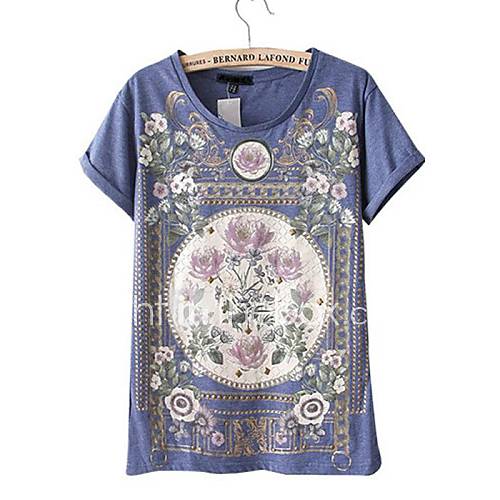 Womens Round Neck Palace Printing Cotton Short Sleeves T shirts