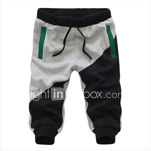 Mens Fashion Casual Cropped Contrast Color Splicing Sports Shorts